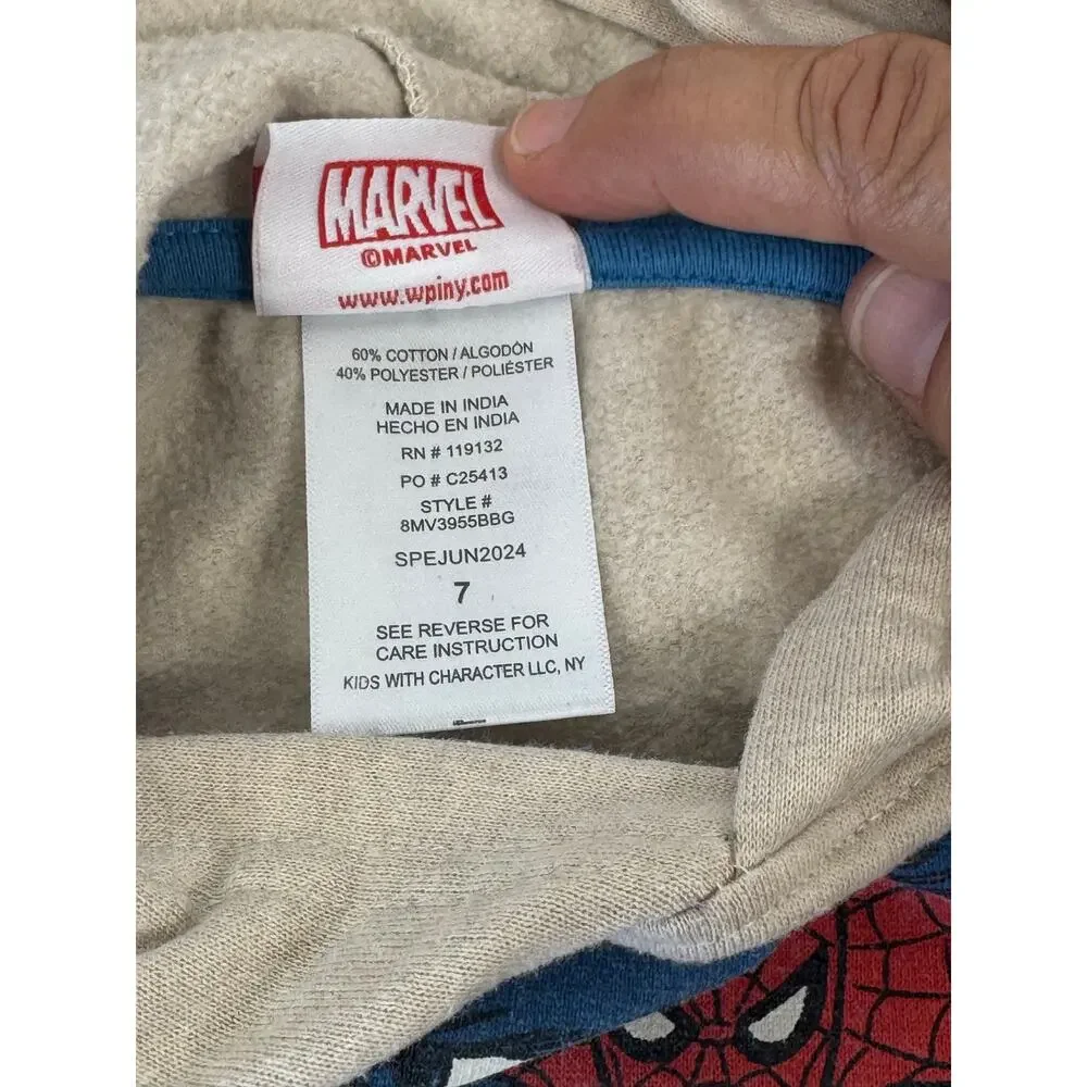 Marvel Spider-Man Hoodie Size 7 Pullover Gray Hoodie